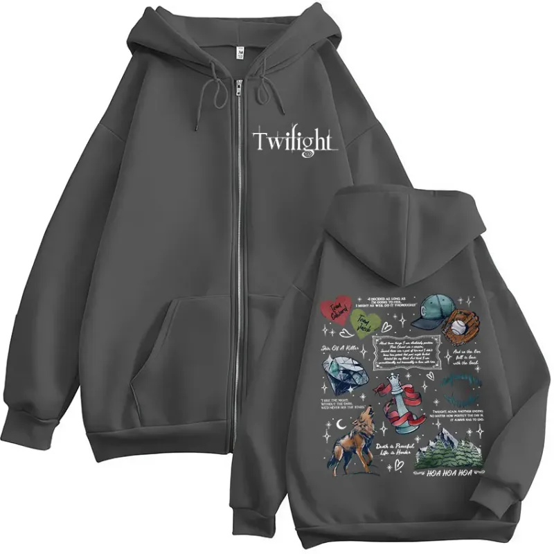Movie Twilight Vampire Wolf Romance Zipper Hoodies Edward Cullen Men's Women Clothing Fashion Hip Hop Zip Up Hooded Sweatshirts — image 5