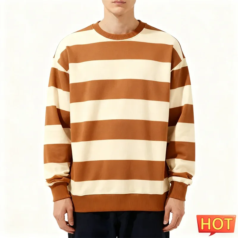 Enkla randiga grafiska tröjor för män Mode trendiga långärmade 3D-tryckta fula sweatshirts Casual överdimensionerade tröjor Toppar — image 8