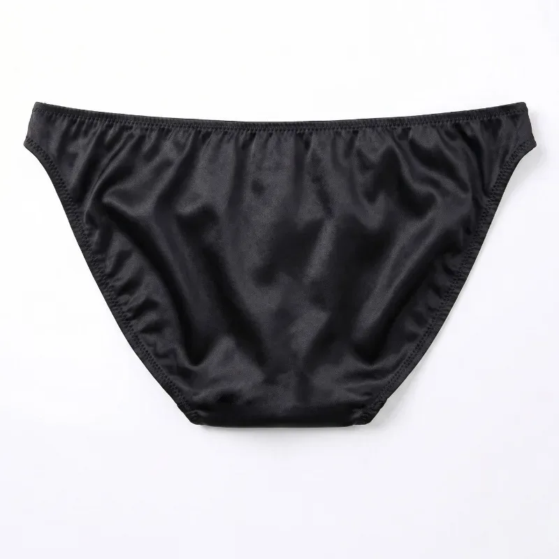 Ice Silk Satin Like Men's Underwear Solid Stretch High Fork Briefs Triangular Panties Bulge Pouch Smooth Breathable Underpant