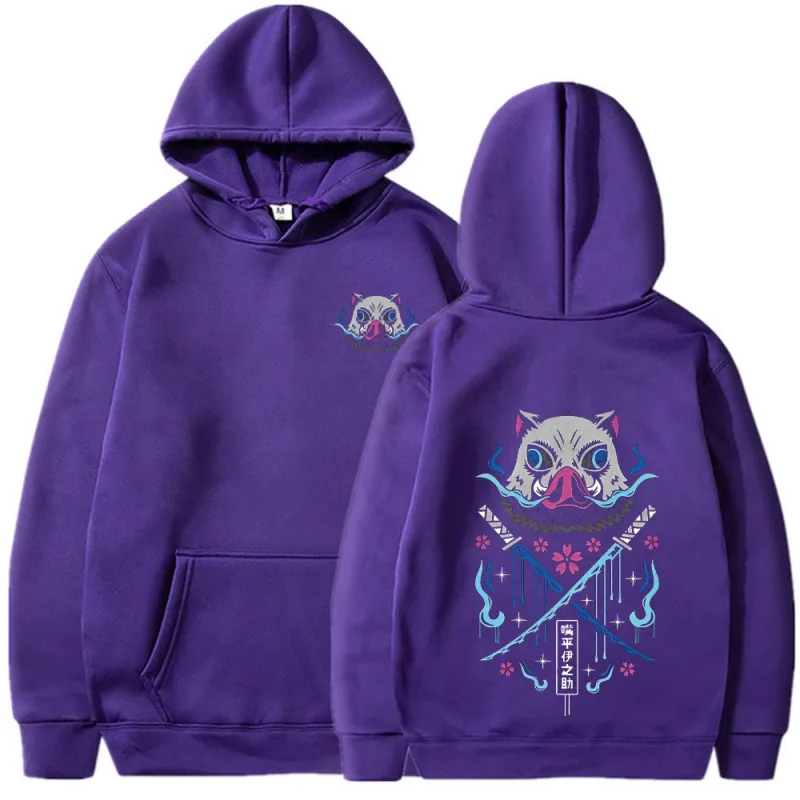 Inosuke anime hoodies das mulheres dos homens kimetsu não yaiba kawaii manga sweatshirts gótico harajuku com capuz pulôver casual streetwear