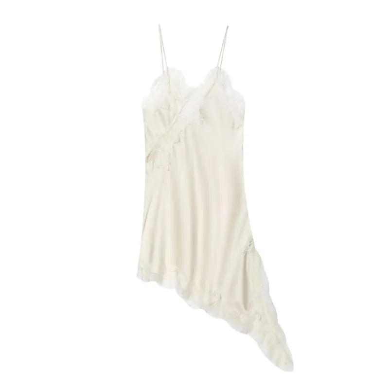 Barna szatén csipke összefűző sling ruha női elegáns, szabálytalan szegélyű V nyakú, hát nélküli ujjatlan ruha elegáns női party Club Vestidos — image 11