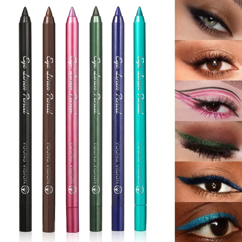 Waterproof Pearlescent Blue Green Eyeliner Pencil Long-Lasting Metallic Glitter Eye Liner Gel High Pigmented Punk Eye Makeup — image 3