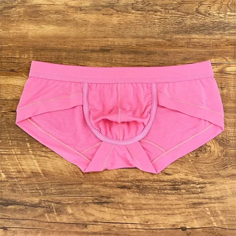 Panlalaking Sexy Modal Pink na Underwear Simple at Kumportableng U Convex Pouch Briefs Low Waist Slim Fit Plus Size Panlalaking Panloob L-XXXL — image 7