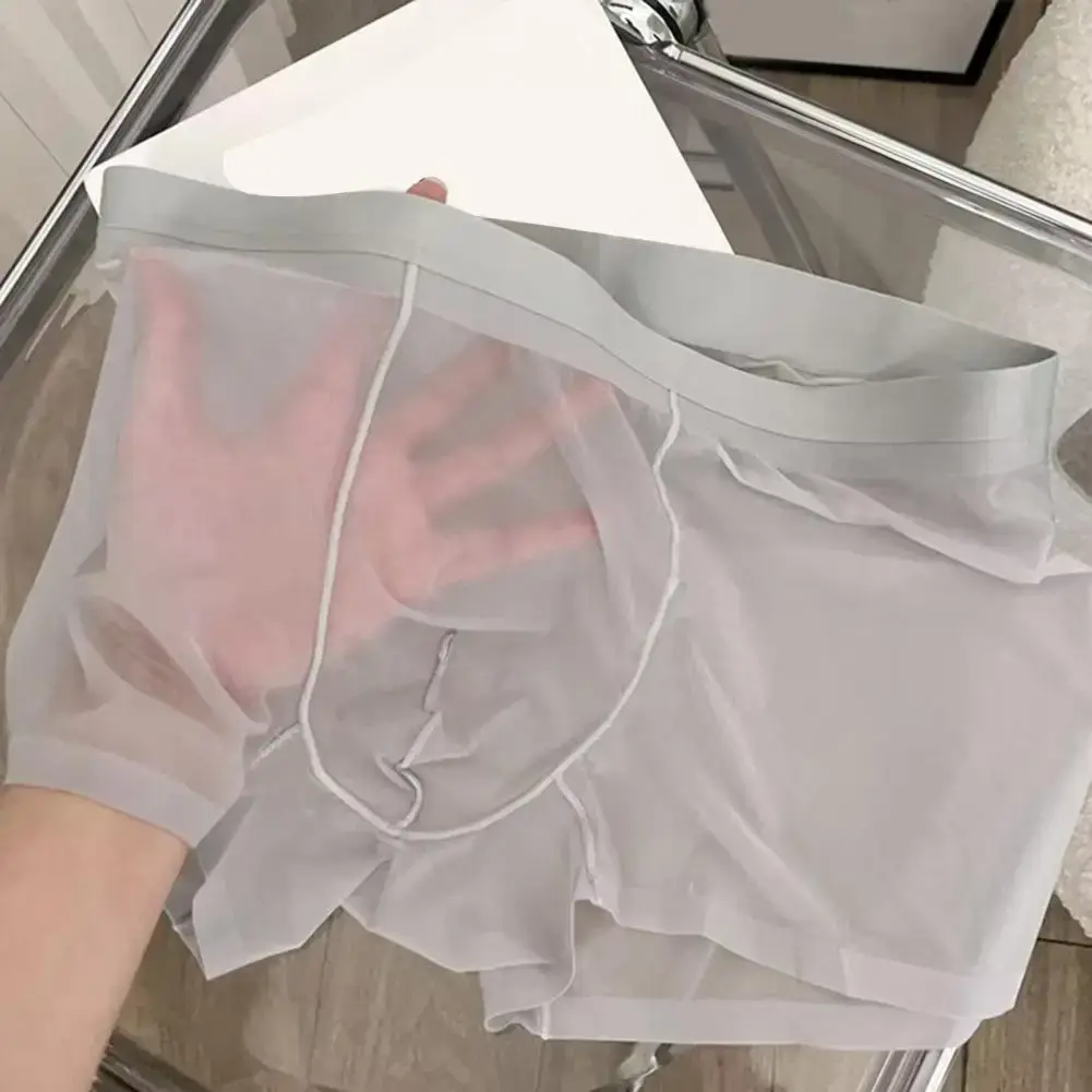 Cueca boxer masculina transparente, leve, elástica, cintura média em u-convexa, fina perspectiva, cuecas sem costura — image 11