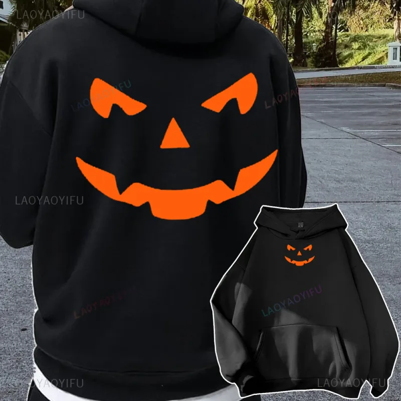 Halloween Pumpkins Hoodies Casual Long Sleeves Hooded Interesting Pumpkin FaceSweatshirts Cool Halloween Men Women Pullover Tops — image 5