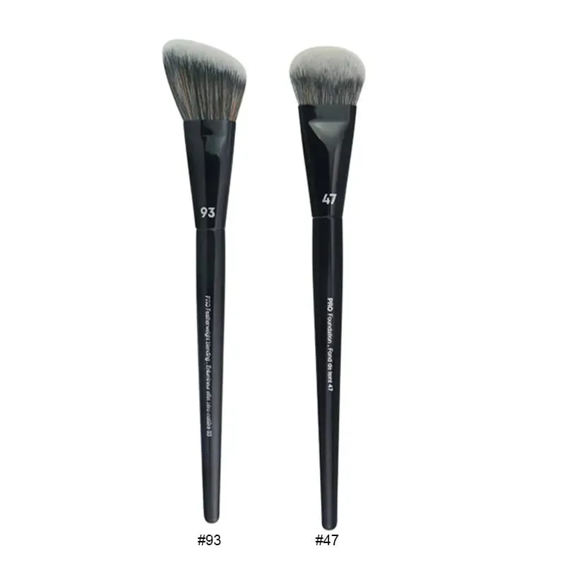 2 pièces/ensemble pinceaux de maquillage noirs Pro poudre de cheveux synthétiques ombre à paupières tache point culminant fond de teint aérographe diffuseur pinceau de maquillage — image 8