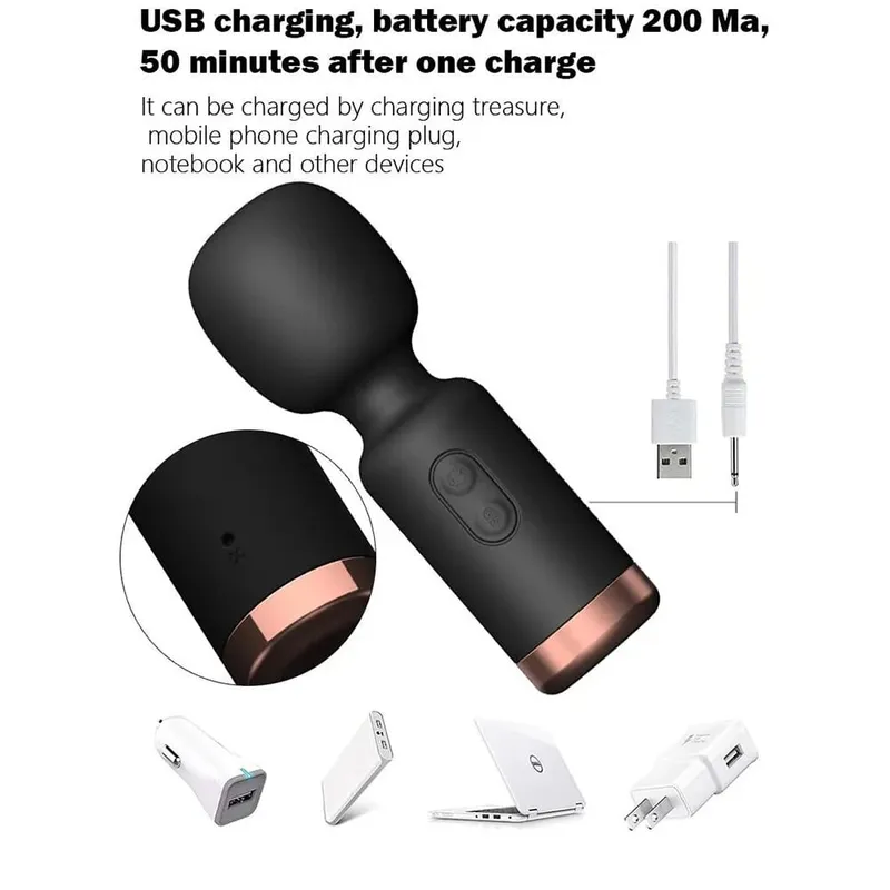 Mini Clitoral Stimulator AV Vibrator Wand with 10 Vibration Modes Portable Vibrating for G Spot Nipple Adult Sex Toy Massager — image 5