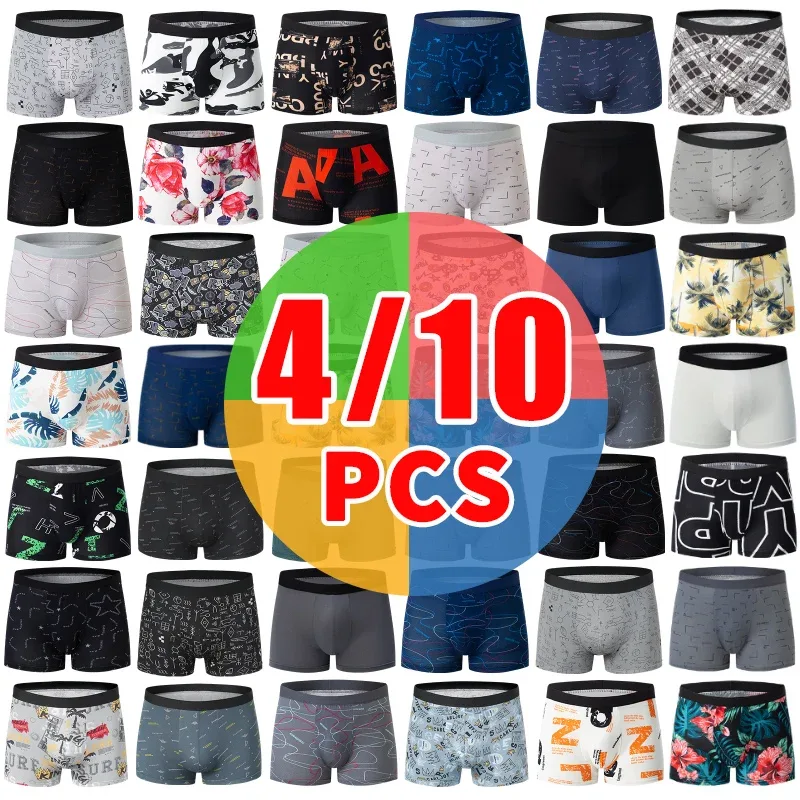 4 Pack Europe At America Size ng Men's Solid Color Sexy Boxer Underwear Antibacterial Breathable Plus Size Men's Shorts Underwear — image 18