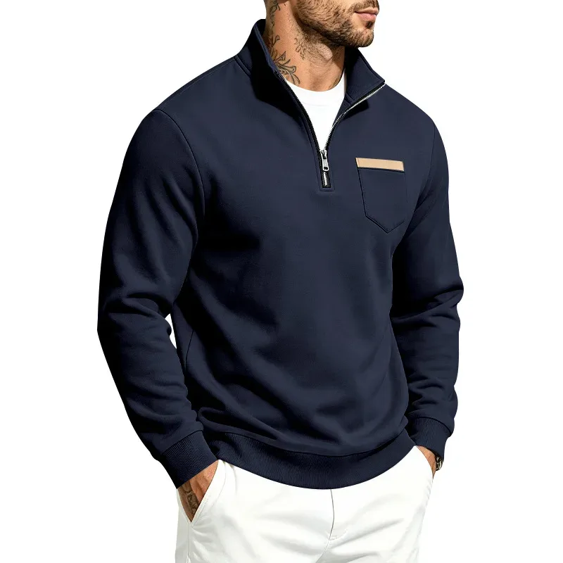 Homens 2026 outono inverno item quente velo forrado gola solta vintage moletom casual commuter moda masculina outerwear diário — image 10