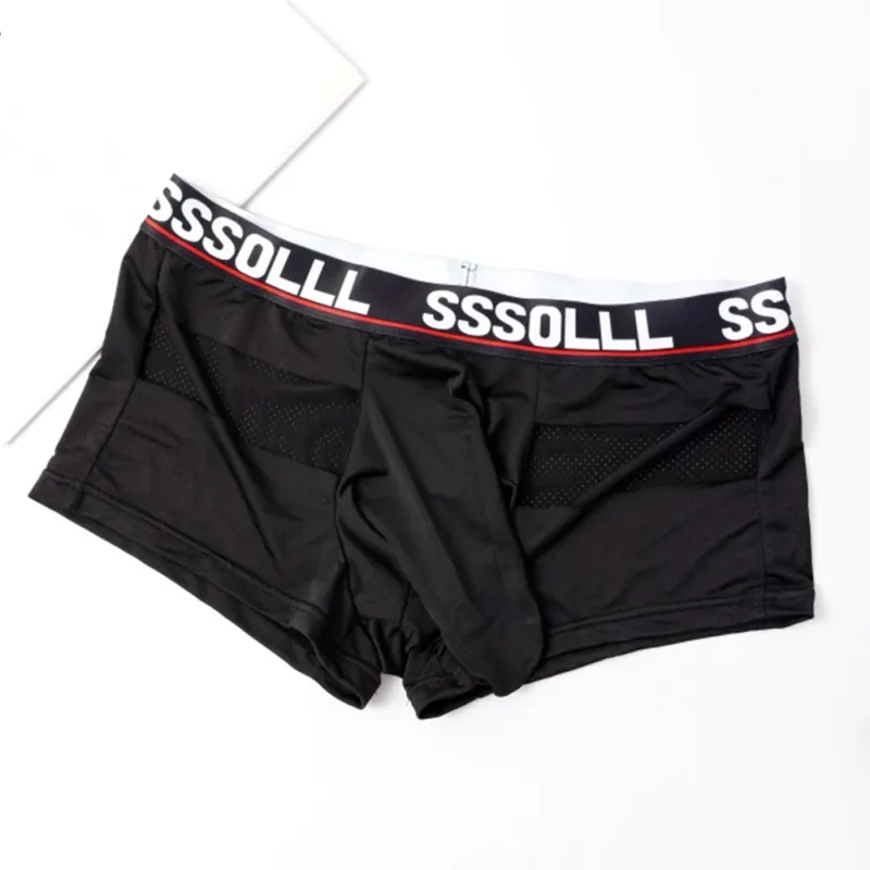 Men Breathable Mesh Boxer Shorts Soft Flat Corner Elephant Nose Trunks Underwear For Daily Wear Classic Letter Print Panties — image 9