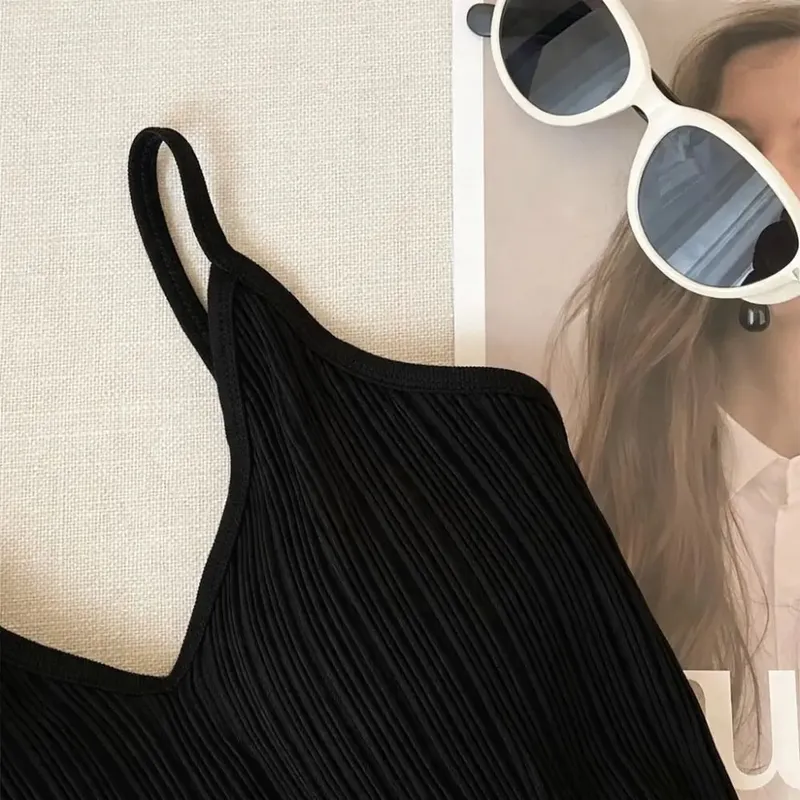 Új V-nyakú Camisole felső Ujjatlan belső viselet Halter alsóing egyrészes kupa francia stílusú fehérnemű nyár — image 6