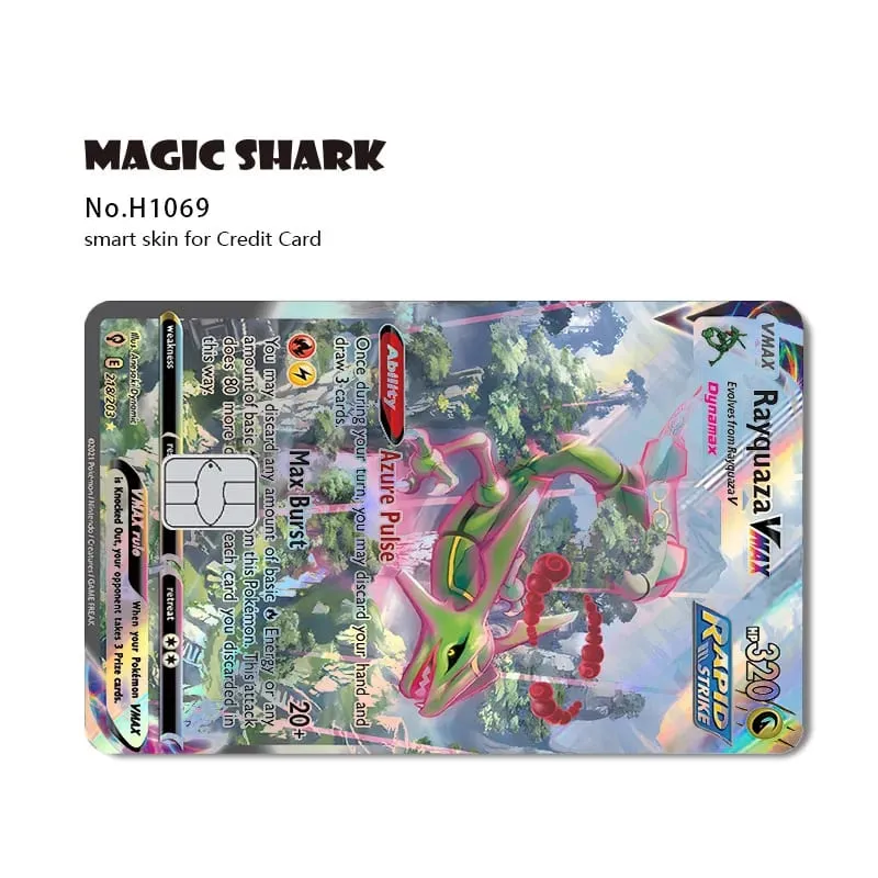 Magic Shark Mew Charizard EX Eevee Gengar Pikachu TCG כרטיס הולוגרפי לייזר מדבקה לסרטי עור לכרטיס אשראי בנקאי