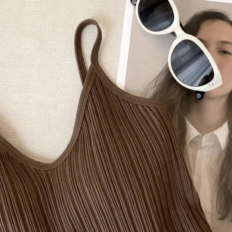 Új V-nyakú Camisole felső Ujjatlan belső viselet Halter alsóing egyrészes kupa francia stílusú fehérnemű nyár — image 3