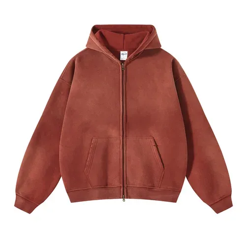 Panlalaking Zip Up Hoodies Tie Dye Washed Double Oversize Cardigan Sweatshirt Maluwag Plush Gradient Man Hooded Pullover Winter — image 11