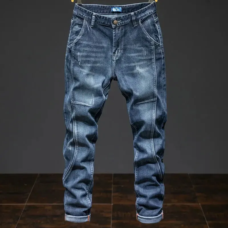 Splicing Elastic Large Size Loose Elastic Jeans Men's Autumn Korean Trend Pants Men's Harlan Denim Trousers Men Bootcut Jeans — image 5