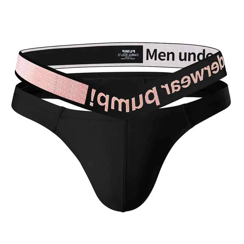 Trendy Little Triangle Men's Youth Low Waist Close Fit Hip Lift Elastic Band Pink Gradient V-neck Hanging