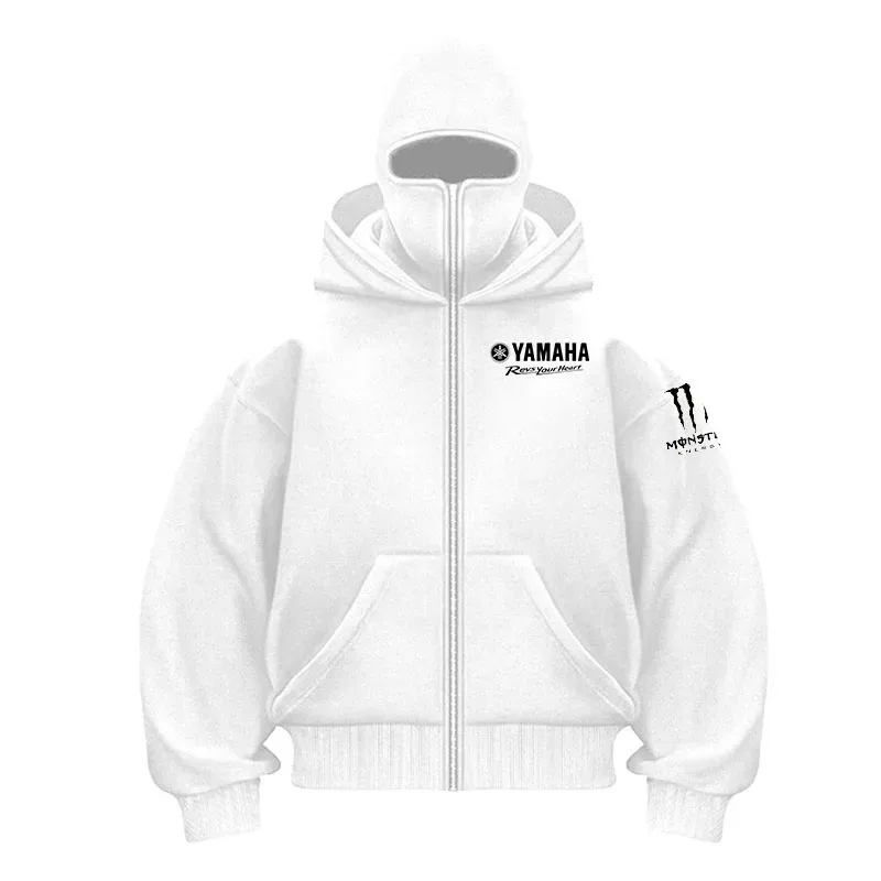 Máscara de ciclismo de algodão com logotipo da Yamaha, moletom com capuz com zíper, masculino e feminino, outono e inverno, novo estilo, moda casual, retrô, ciclismo — image 4