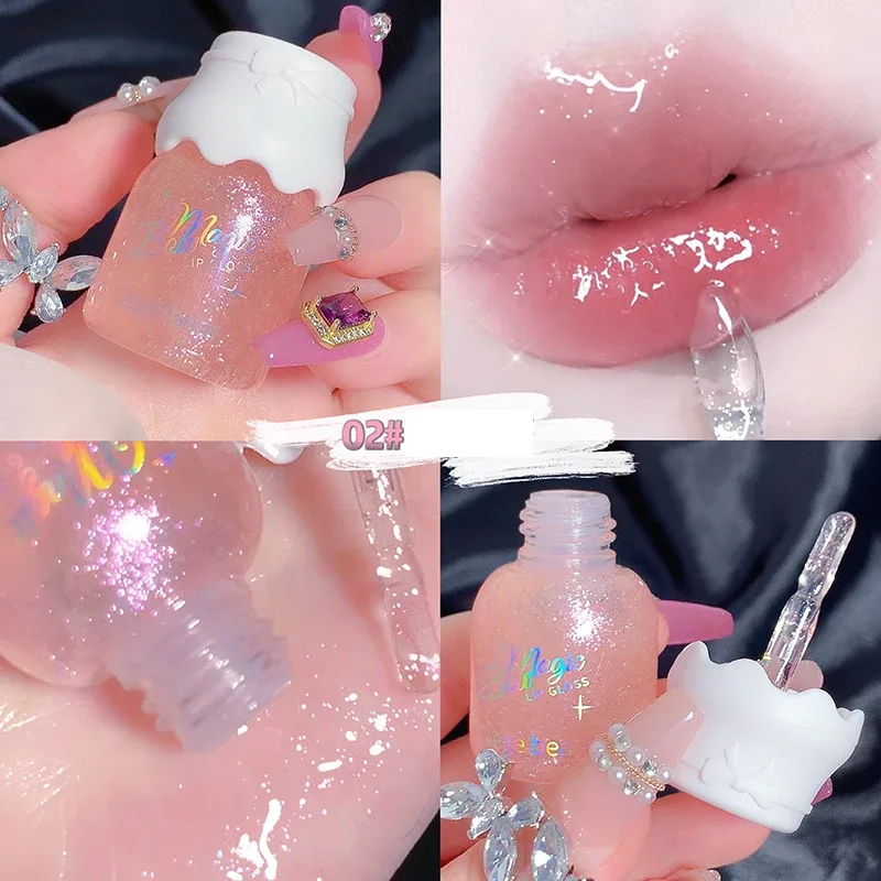 Gege Bear Butterfly Knot Lip Gloss Ενυδατικό Ενυδατικό Καθρέφτη Λάμψη Αφρώδη αντικολλητικό Κύπελλο Κραγιόν ομορφιάς Μακιγιάζ