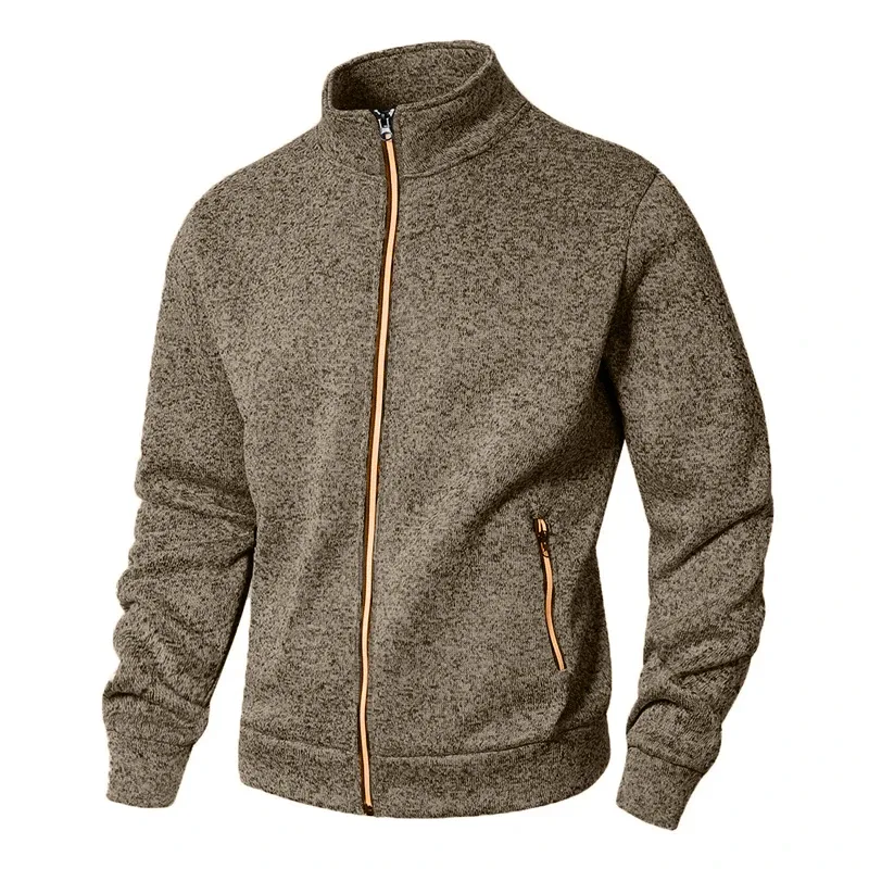Panlalaking Stand Collar sweatshirt kaswal na zipper Cardigan Jacket sa labas ng Long Sleeve Solid Color Pullover Magaang Streetwear