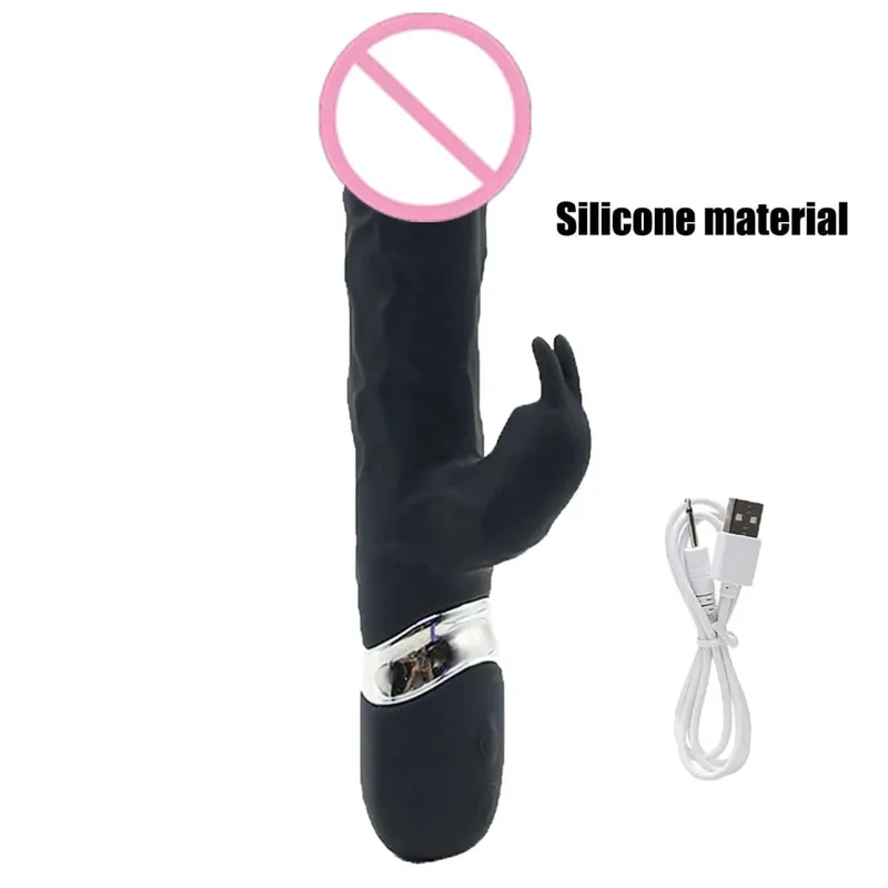 Silicone Rabbit Vibrator 3-in-1 G-Spot Clit Anal Beads Stimulator 10 Modes Thrusting Vibrating Sex Toy for Women — image 14