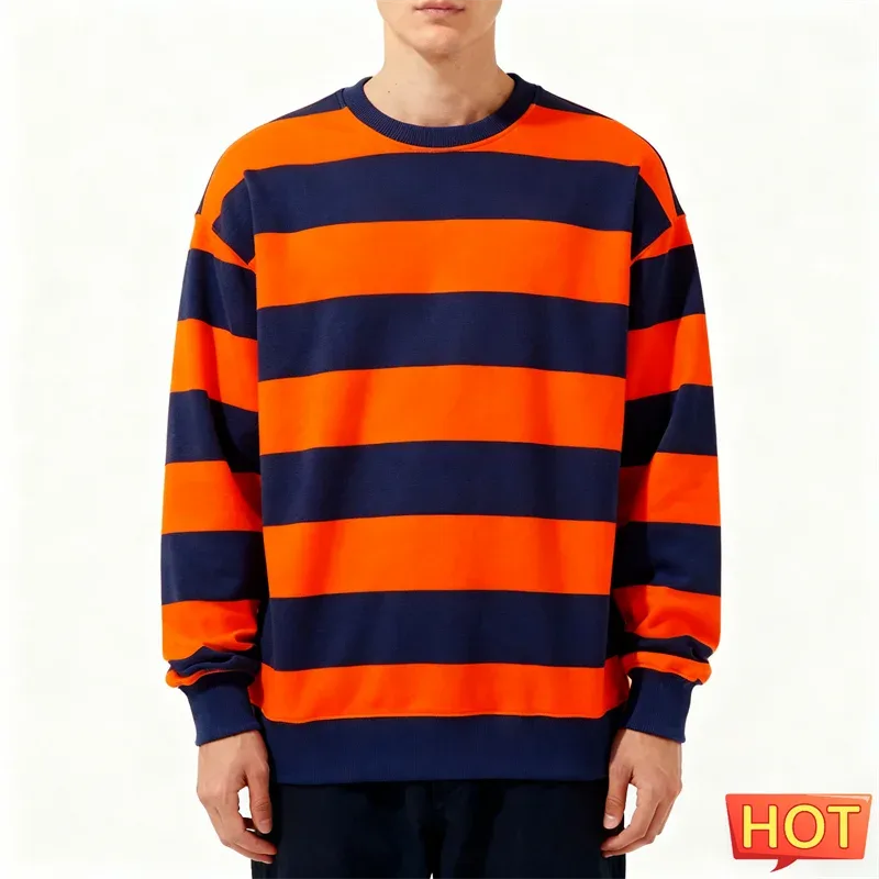 Enkla randiga grafiska tröjor för män Mode trendiga långärmade 3D-tryckta fula sweatshirts Casual överdimensionerade tröjor Toppar — image 9