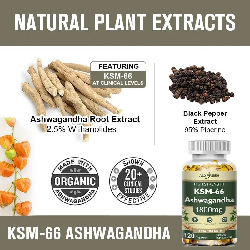 KSM-66 Organic Ashwagandha kapszula cinkkel | GMO-mentes vegán | Prémium Formula Egészség-kiegészítő — image 4