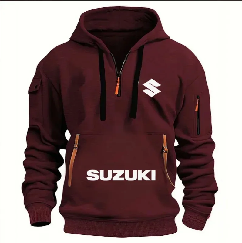 Suzuki Logo Men's Outdoor Hoodie Half Stand Collar Warm Shirt for Cycling Autumn Winter 2026 New Collection — image 4