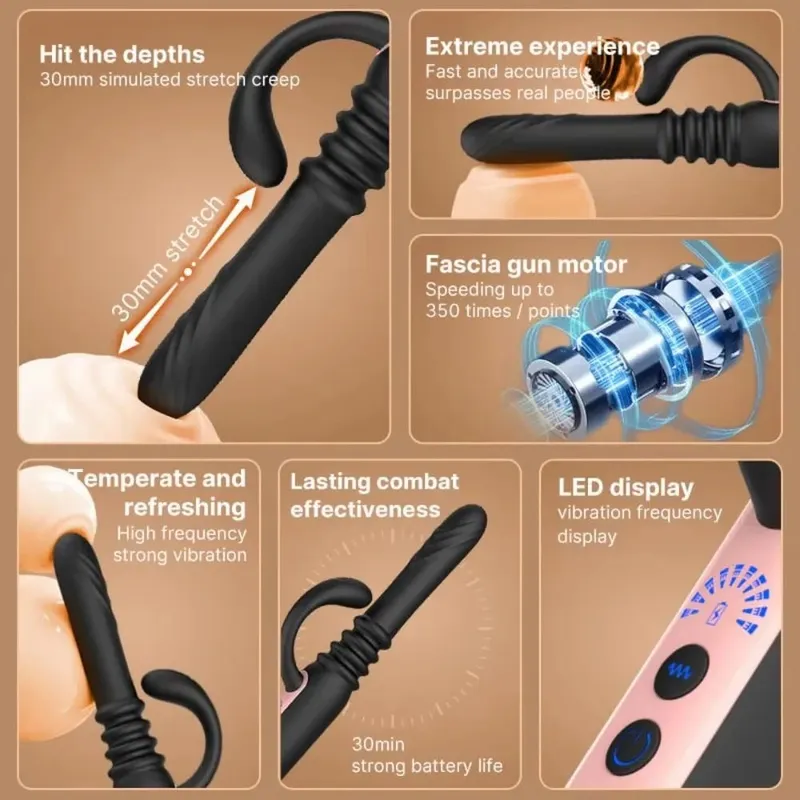 7 Telescopic Sex Machine Thrusting Dildo Vibrator 30MM Auto Stretch Rechargeable With Suction Cup Adult Sex Toys for Women — image 4