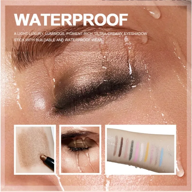 6 Colors Eyeshadow Pencil Stick Shimmer And Matte Waterproof Metallic Glitter Eye Shadow Highlighter Pencil Eyeshadow Cosmetics — image 4