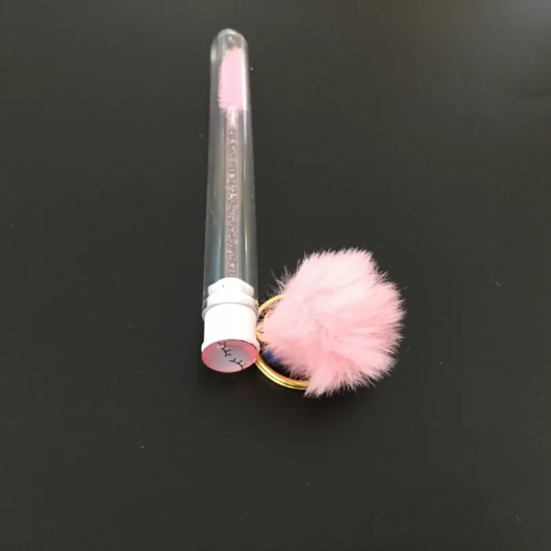 1 יחידה מברשת ריסים לשימוש חוזר עם טבעת מפתחות כדור מסקרה קטיפה שרביט להארכת ריסים מברשת איפור מברשת גבות קריסטל — image 5