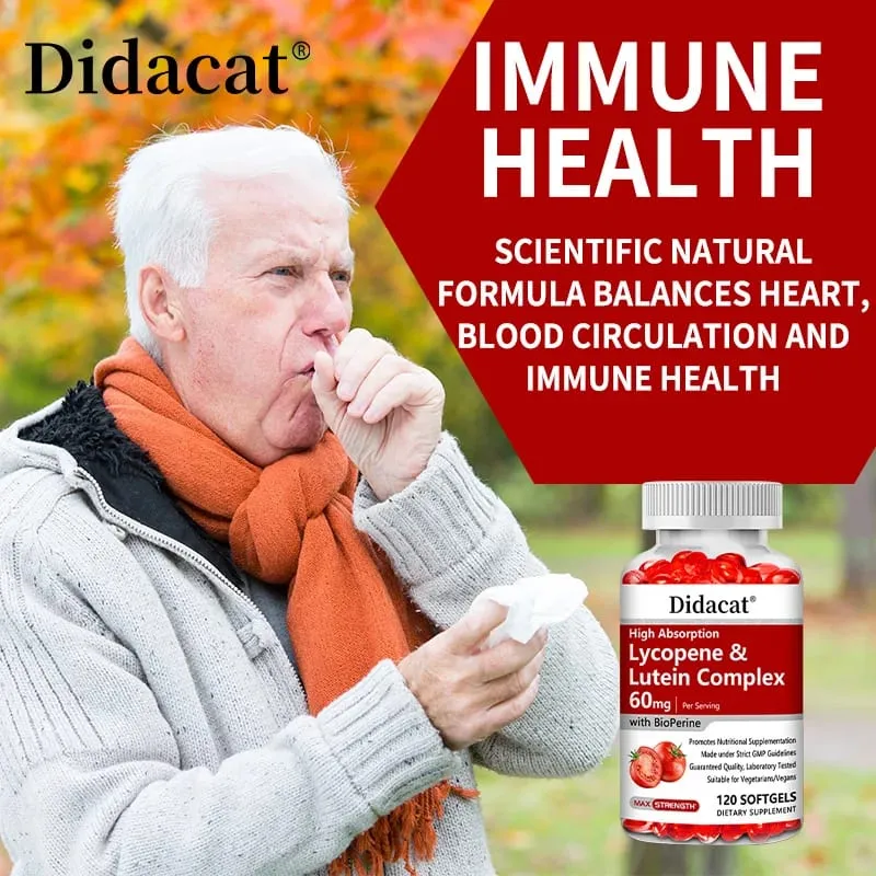 Likopin + Lutein Komplex 60 mg Bioperine étrend-kiegészítővel a prosztata szív és szem egészségére, antioxidáns, nem GMO — image 6