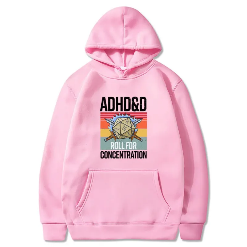 Roll for Concentration 2025 Funny Gamer Dungeons DM RPG Dice Dragon Tops Men Women Cotton Vintage Sweatshirts and Hoodies — image 5