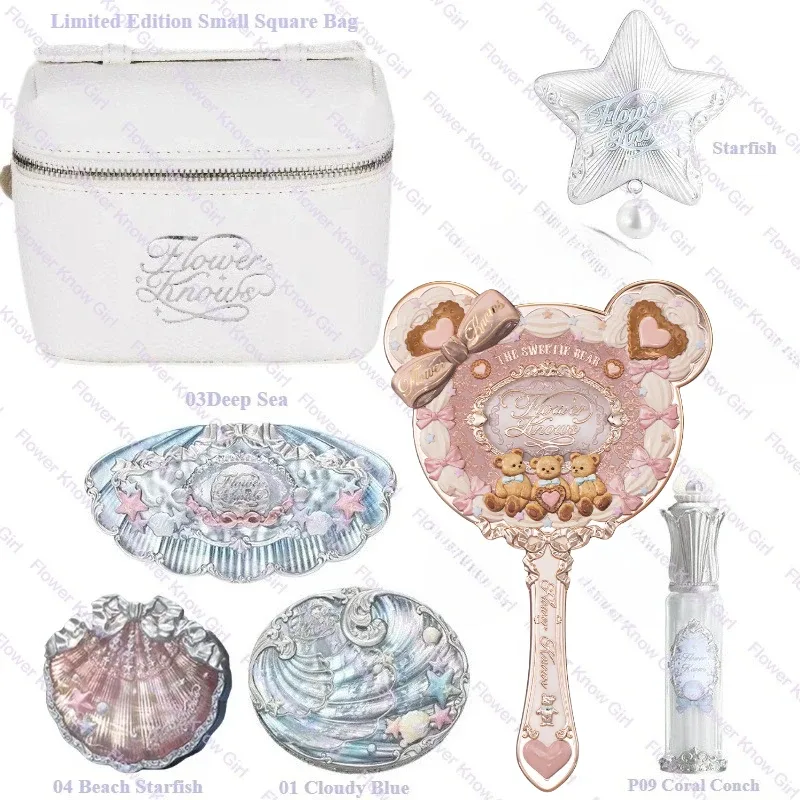 Makeup Flower Knows Shell's Jewel Mermaid Glow Set Eyeshadow Palette Blush Lip Gloss Τσάντα μακιγιάζ Matte Glow Shimmer Primer Kit — image 9