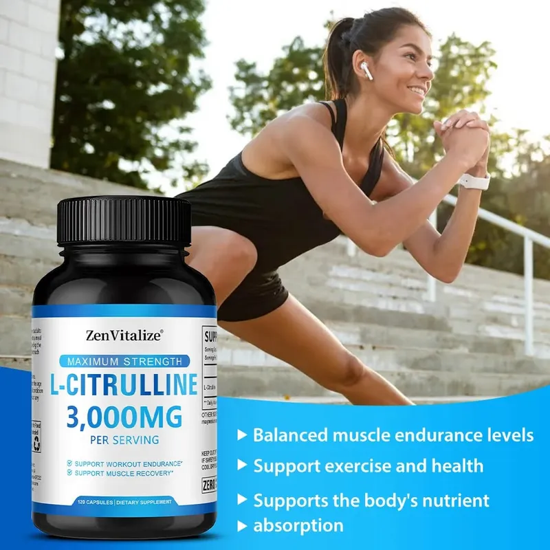 L Citrulline 3000 mg étrend-kiegészítő kapszula férfiaknak és nőknek - Izom-helyreállítás és edzés állóképesség - Vegán, nem GMO — image 7