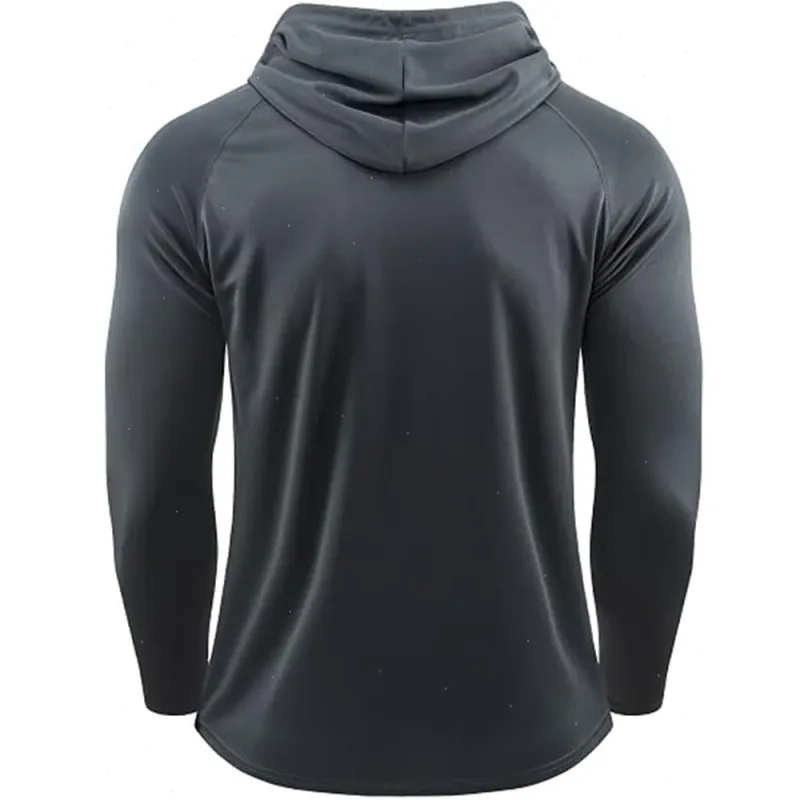 Hoodies de manga longa dos homens camisas de proteção solar sólido secagem rápida camiseta dos homens musculação fitness muscular sportwear roupas de ginásio — image 5