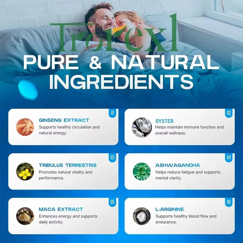 Natural Oyster Ginseng Capsules 36 Tablets 100% Pure Non-GMo Supports Reproductive Health Natural Energizer Performance
