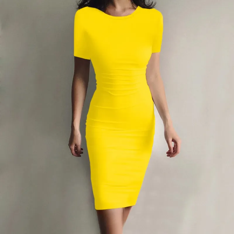 Summer Dress High Stretch Tank Robe Solid Short Sleeve Casual Slim Long Pencil Dress Women Sexy Maxi Dress Elegant Thin Vestido — image 9