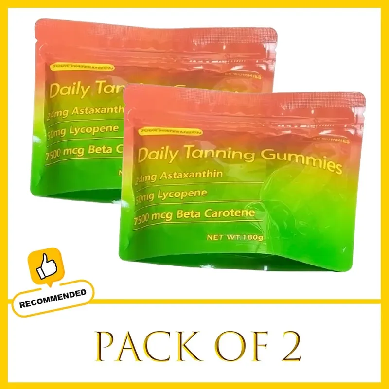 Tanning Gummies - Natural Tanning Supplement with Astaxanthin Lycopene & Beta Carotene - Boost Melanin for Radiant Skin & Glow