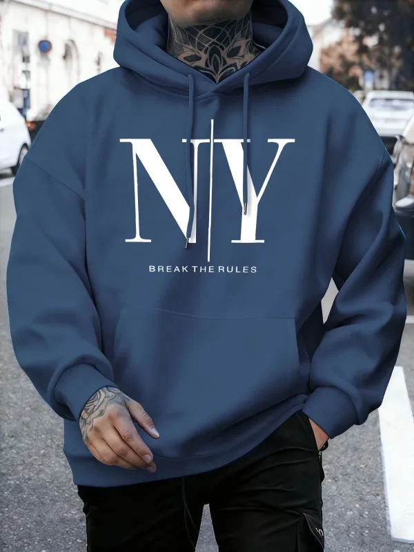 Labagin ang Mga Panuntunan Oo Hindi Mga Print Autumn Fleece Sweatshirt ng Panlalaking Soft Jogging Hoodie Street Comfy Pullovers Sport Loose Sportswear — image 2