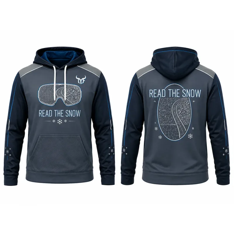 New Snowflake Ski Print Men's Hoodie Outdoor Sports Casual Sweatshirt With Pocket Stylish Color‑Block Long Sleeve Pullover Tops