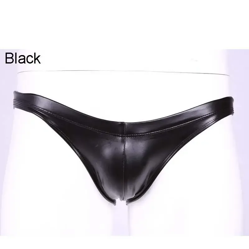 Oil Glossy Swimming Briefs PU Lather Elastic Low-rise Buttocks-Lifting Slip Bikini Shirring Crotch Seam Underwear Bathing Shorts — image 4