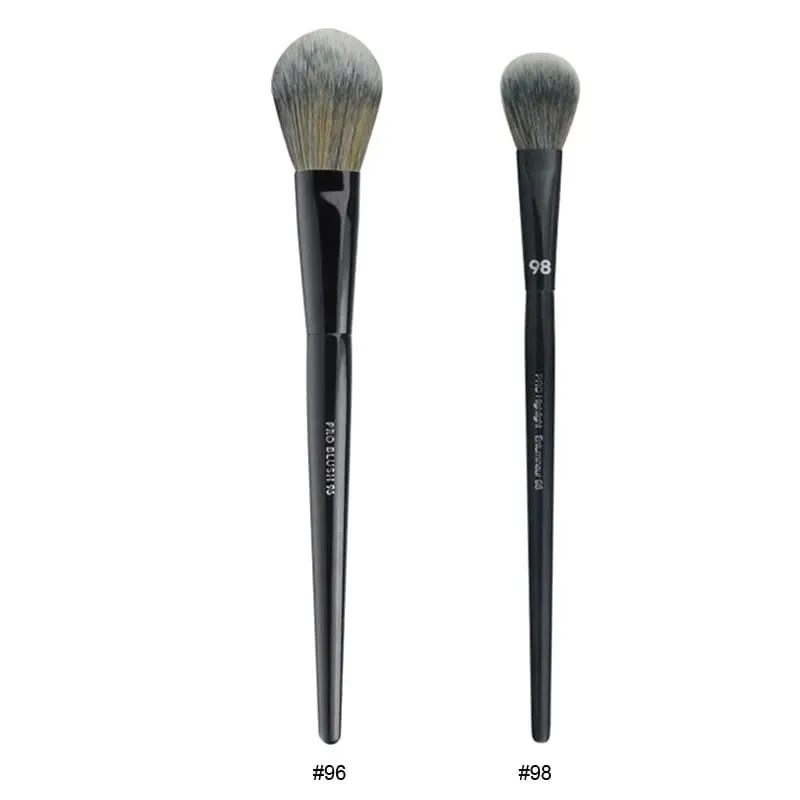 2 pièces/ensemble pinceaux de maquillage noirs Pro poudre de cheveux synthétiques ombre à paupières tache point culminant fond de teint aérographe diffuseur pinceau de maquillage — image 19