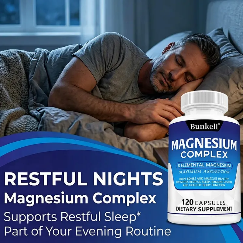 Magnesium Complex 120 kapszula – Csontizmok és szív egészségének kiegészítője, alvástámogató izomlazítás, stressz és szorongás enyhítése — image 5