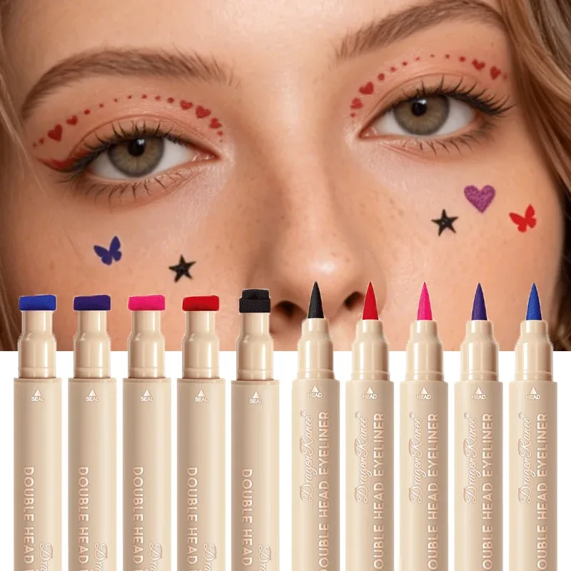 Love Star Butterfly Liquid Eyeliner με διπλό άκρο, αδιάβροχο και χωρίς μουντζούρες, γρήγορο στέγνωμα 2 σε 1 Πολύχρωμο μακιγιάζ Stamp Eye Line Pen — image 2