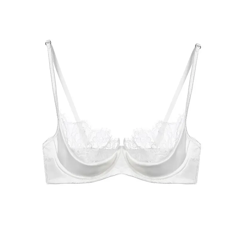 Γαλλικό Lace Half Cup Σετ Εσώρουχα Πράσινο εξαιρετικά λεπτό διάφανο μαλακό άνετο underwire σουτιέν για μικρό μπούστο γυναικών 32‑38AB — image 2