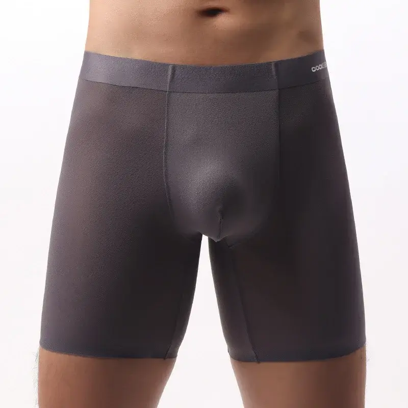 Calcinha boxer longa de seda gelo masculina, ultrafina, respirável, roupa íntima esportiva, sexy, transparente, secagem rápida, bolsa em u — image 2