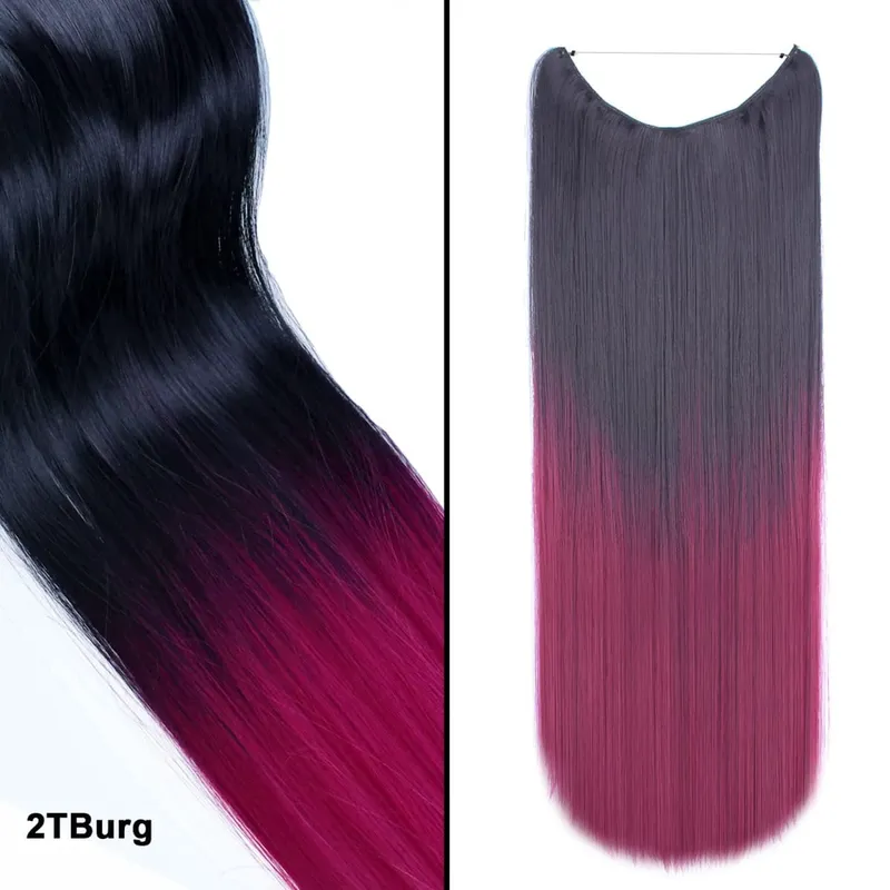 Jeedou Wavy Hair Extension Elasticity Invisible Wire Fish Line One Piece No Clips Synthetic Hairpieces Ombre Color For Ladies — image 13