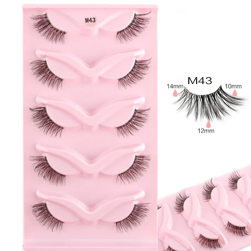 Half Eye Lashes Cat Eye Lashes 3/5/10 Pairs False Eyelashes Fluffy Soft Natural Look Clear Band 3D Mink Lashes Extension Makeup