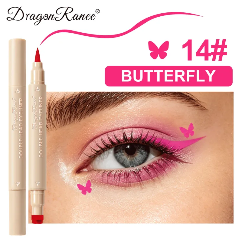 Love Star Butterfly Liquid Eyeliner με διπλό άκρο, αδιάβροχο και χωρίς μουντζούρες, γρήγορο στέγνωμα 2 σε 1 Πολύχρωμο μακιγιάζ Stamp Eye Line Pen — image 10