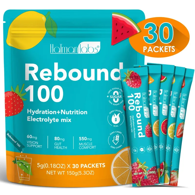 Rebound 100 elektrolitpor a hidratáló izmok komfortérzetéért nulla cukorral és kalóriatartalmú energiaital keverékkel edzésekhez 30 Count — image 2